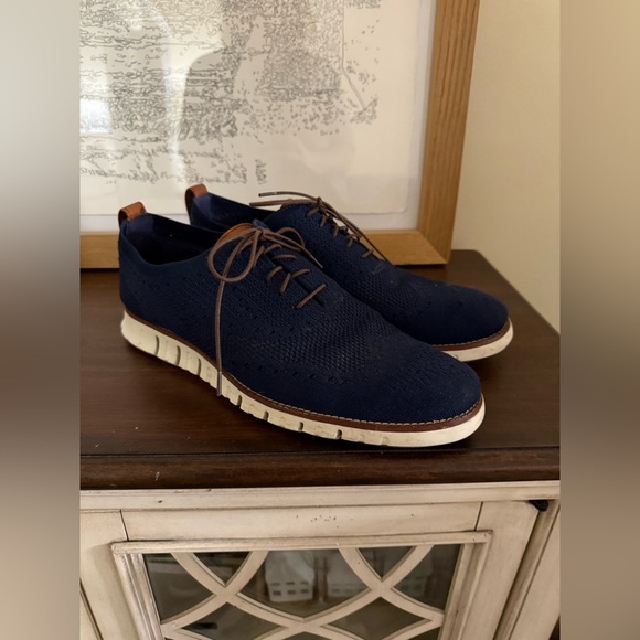 Cole Haan Men Zerogrand Stitchlite Oxford Size 10.5 Navy Marine Knit Casual Shoe - Picture 2 of 9